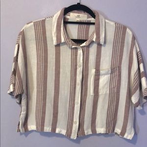Thread & Supply Crop Vertical Stripe Button Down